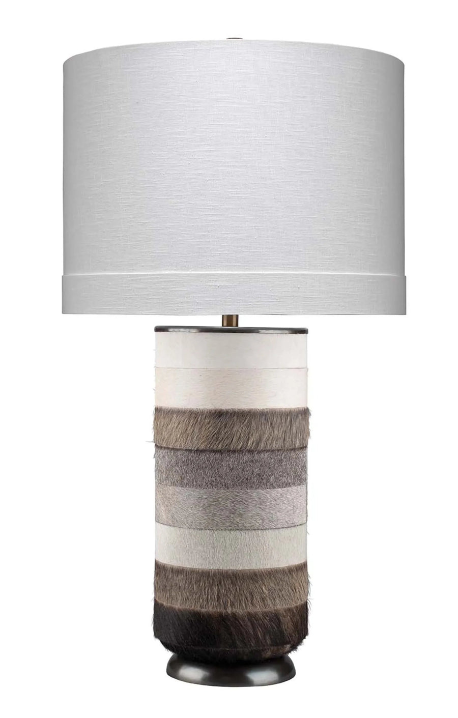 SwayLiving Winslow Hide Table Lamp with Linen Shade, Grey and White TABLE LAMPS