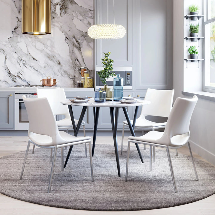 SwayLiving Ace Dining Chair (Set of 2) White & Silver DINING CHAIRS