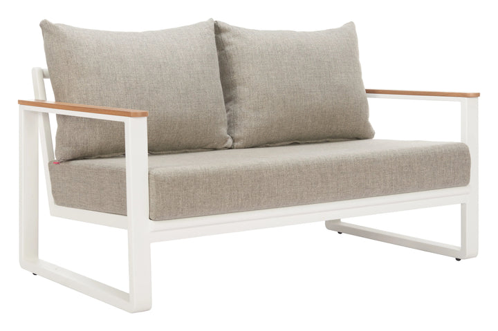 SwayLiving Welt Sofa Taupe & White SOFAS + SECTIONALS