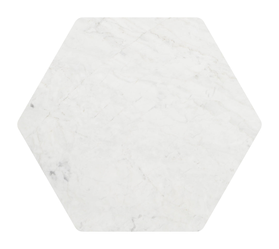 Bisel Side Table White & Walnut