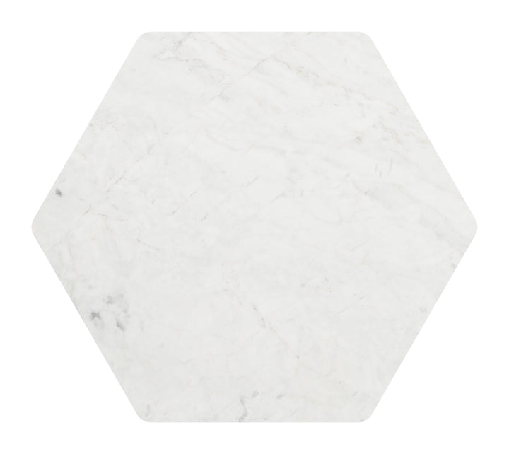 Bisel Side Table White & Walnut