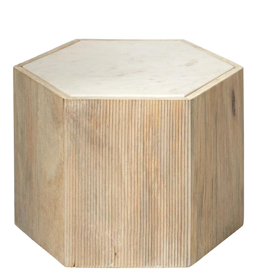 SwayLiving Argan Wood Hexagon Table, Medium ACCENT TABLES