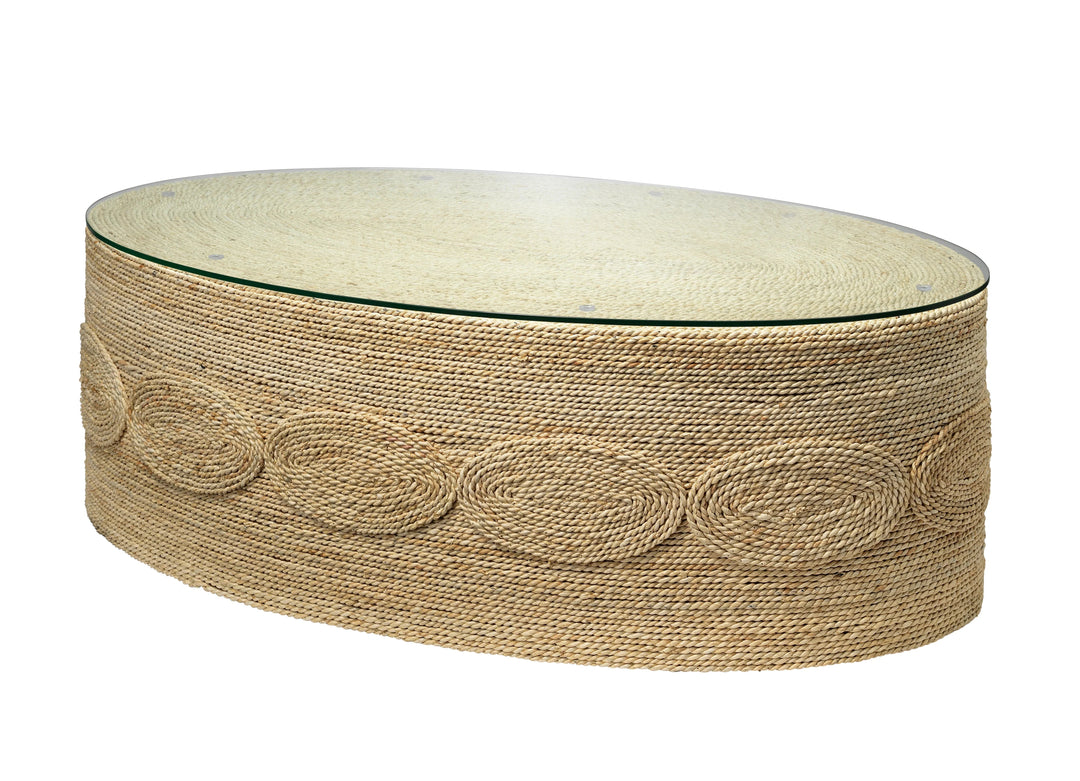Barbados Oval Corn-Straw Coffee Table COFFEE TABLES SwayLiving