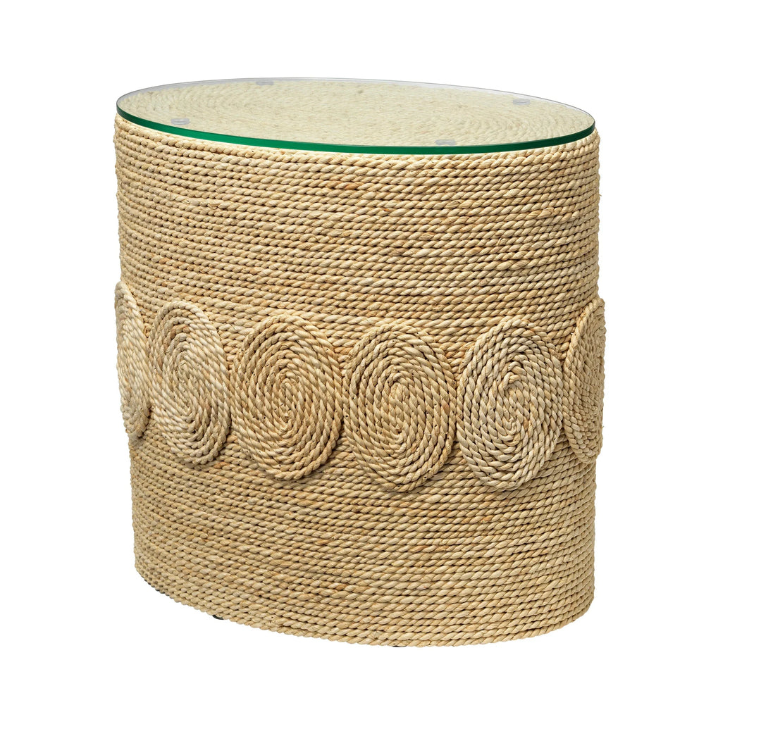 SwayLiving Barbados Oval Corn-Straw Side Table ACCENT TABLES