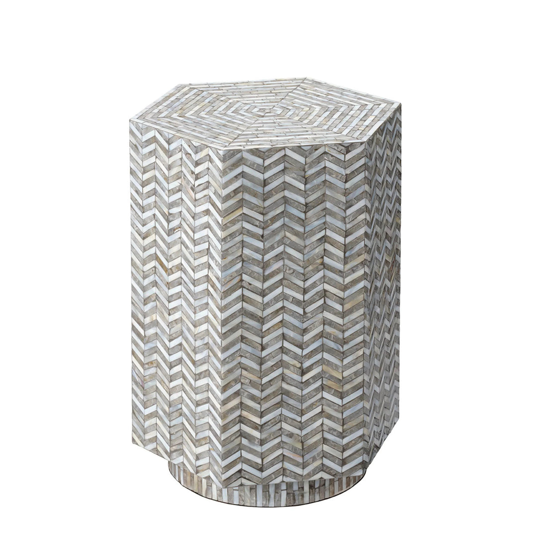 SwayLiving Brando Mother of Pearl Textured Hexagon Side Table ACCENT TABLES