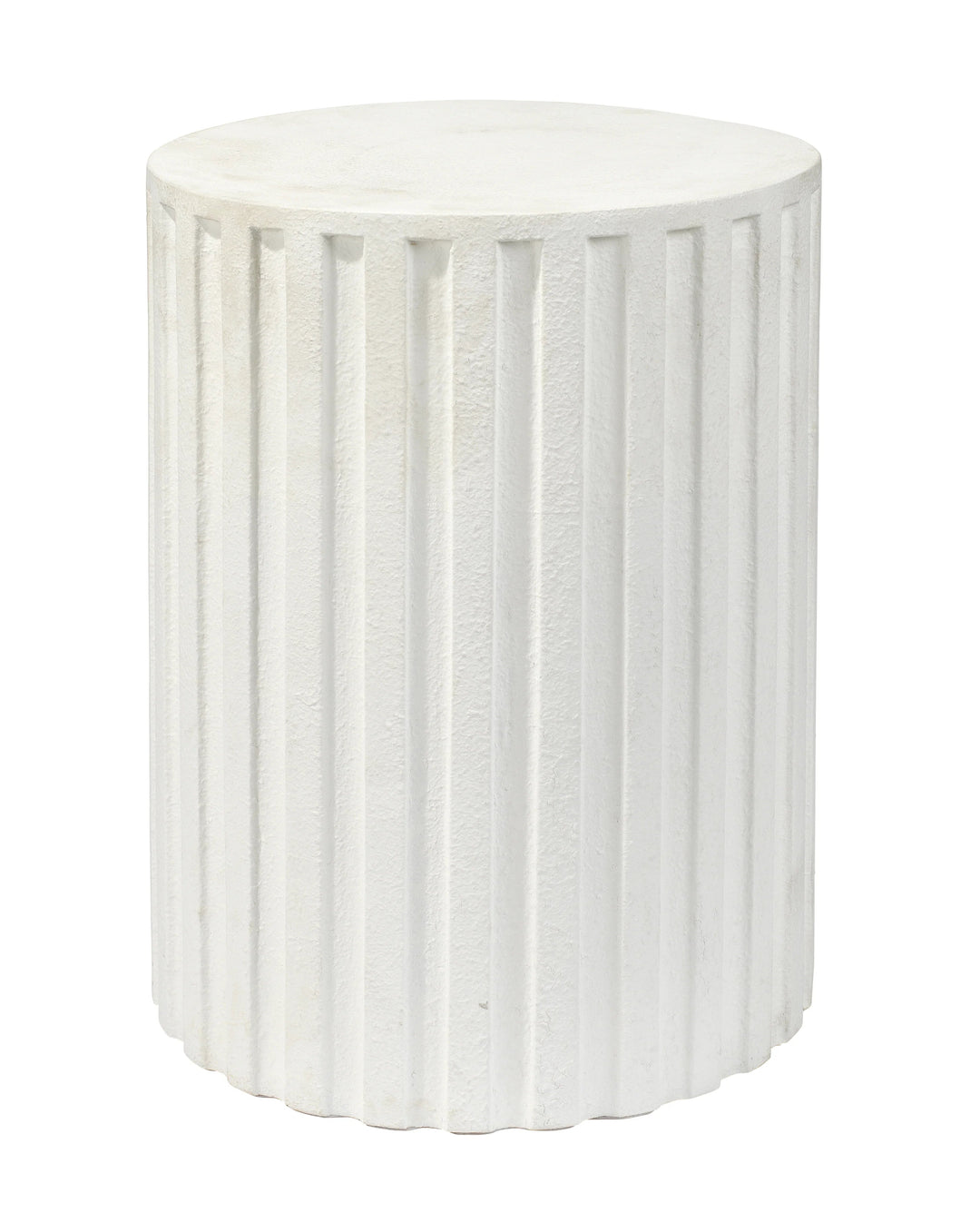 SwayLiving Flutted Cement Side Table, White ACCENT TABLES