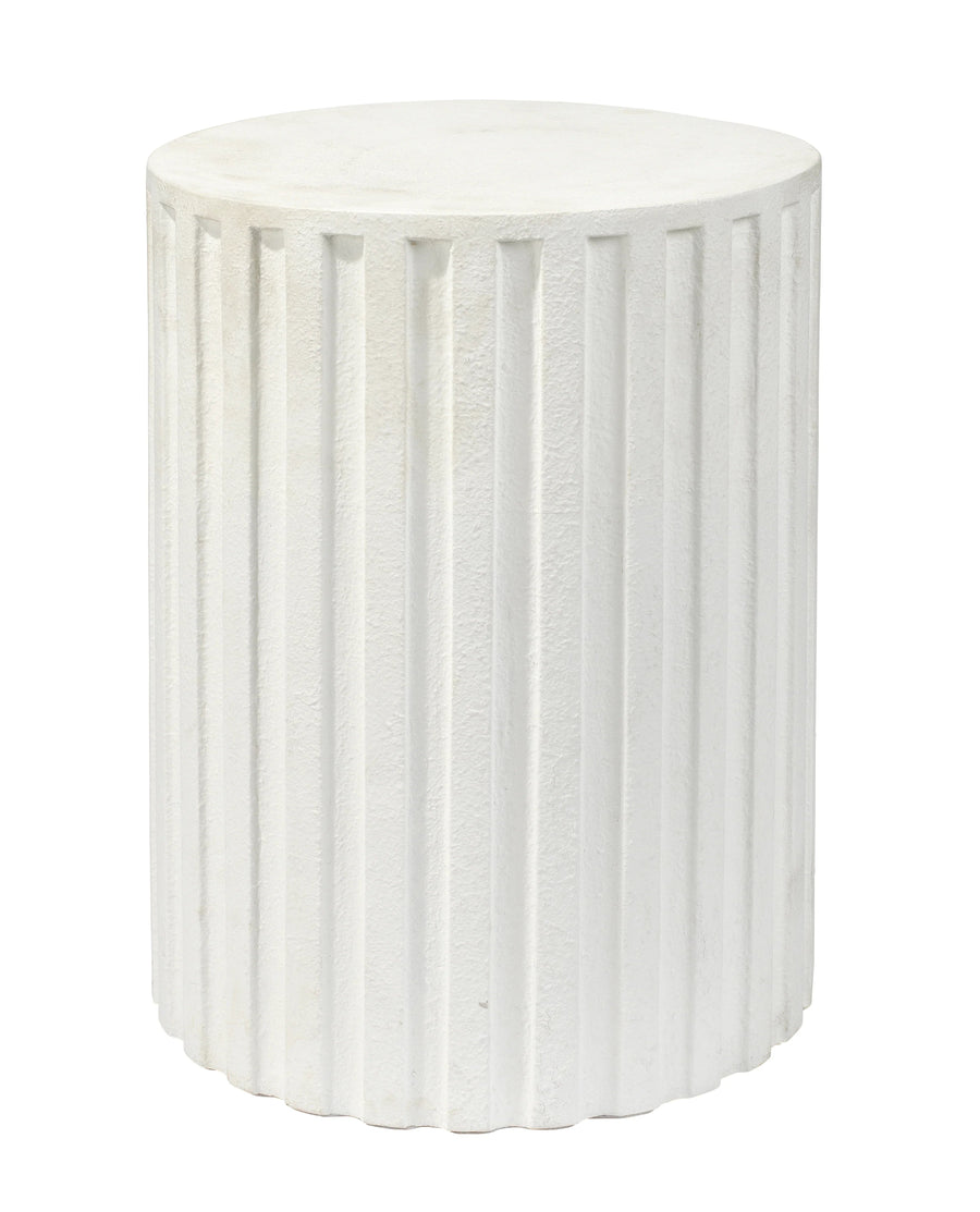 SwayLiving Flutted Cement Side Table, White ACCENT TABLES