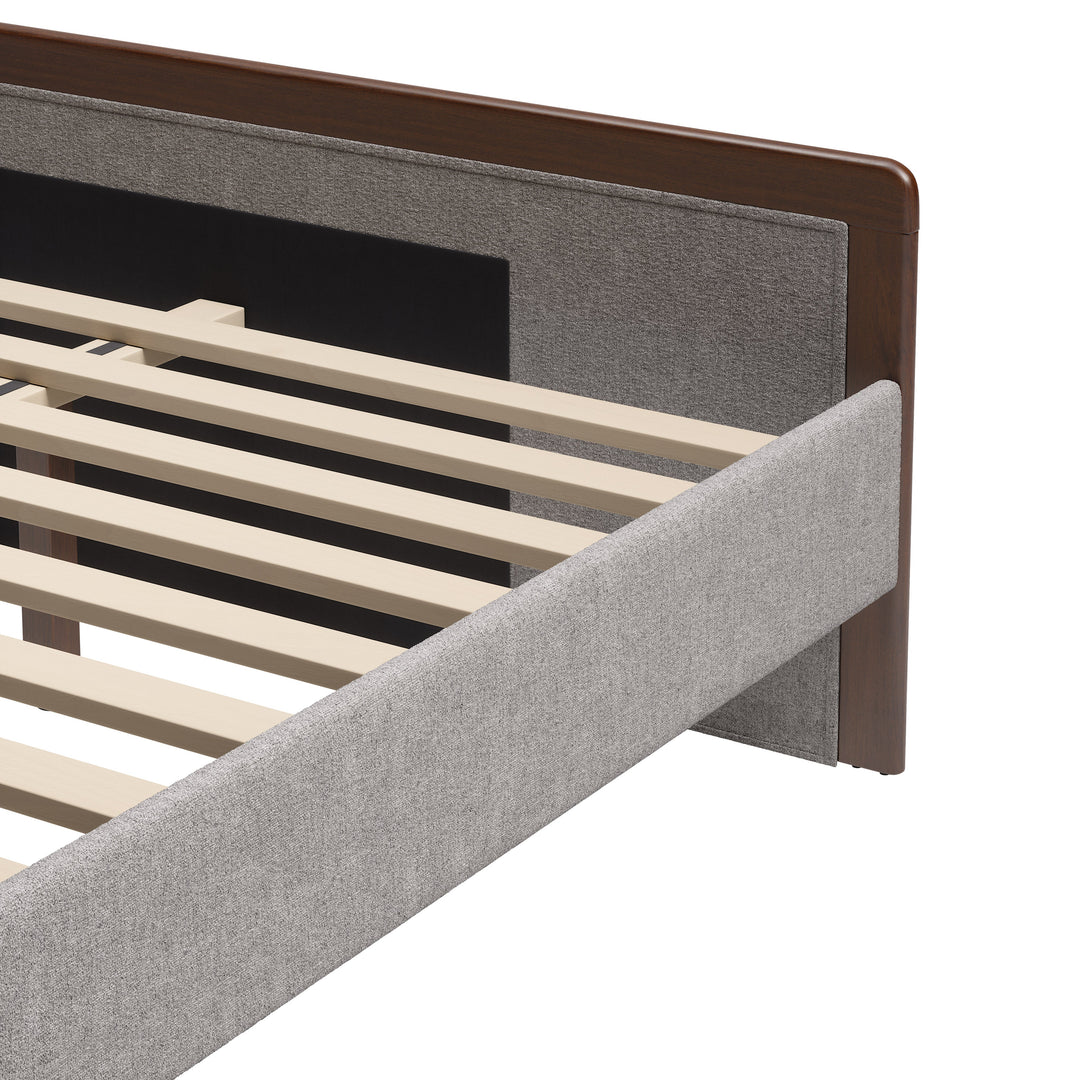 Somune Queen Bed Gray & Walnut