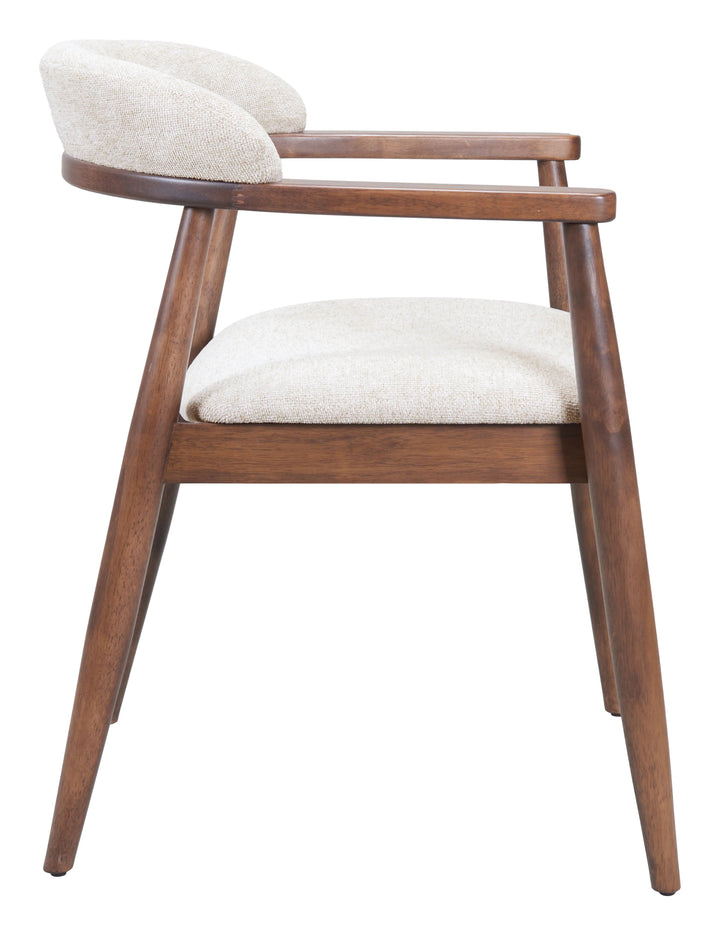 SwayLiving Goka Dining Chair Beige & Walnut - Set of 2 DINING CHAIRS