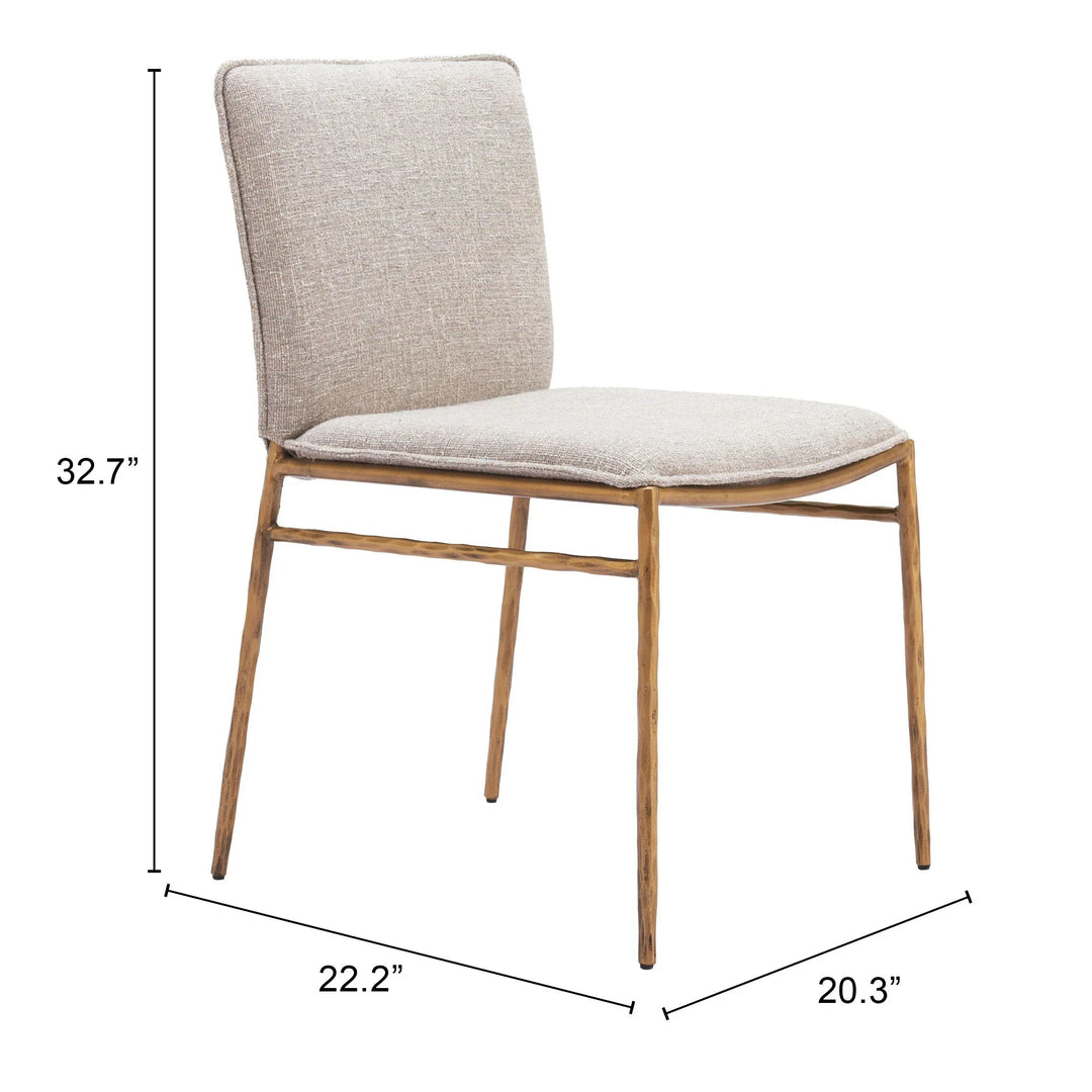 SwayLiving Nordvest Dining Chair Beige & Gold - Set of 2 DINING CHAIRS