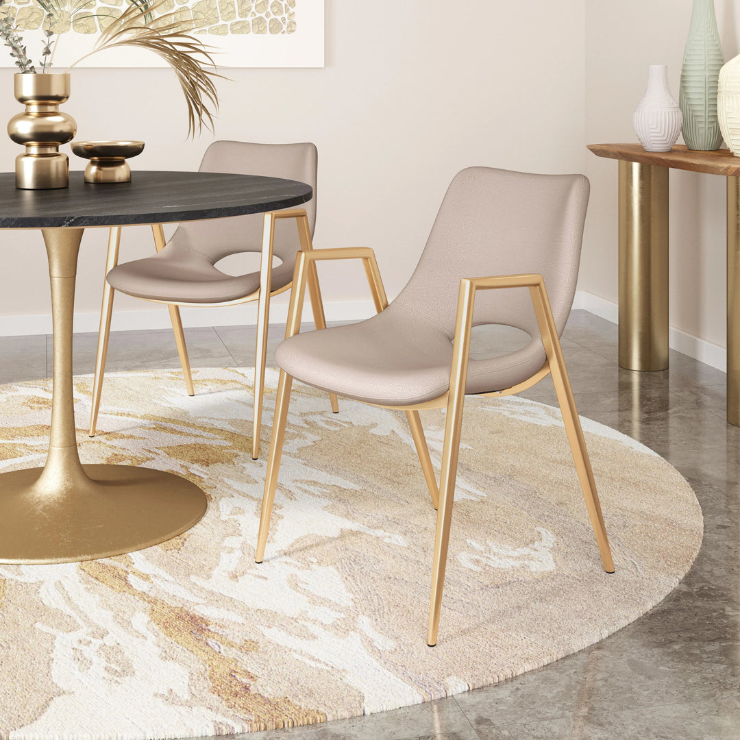 SwayLiving Desi Dining Chair (Set of 2) Beige & Gold DINING CHAIRS