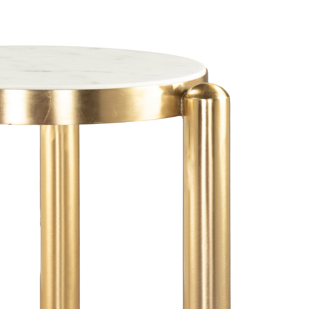 Noan Side Table White & Gold