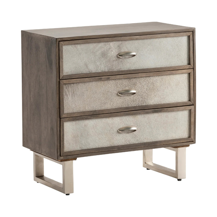 SwayLiving Three-Drawer Chest With Hair-On-Hide Fronts NIGHTSTANDS