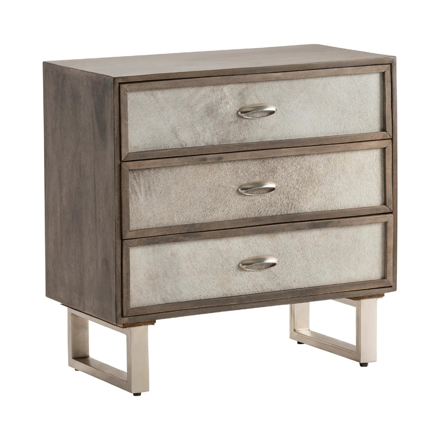 SwayLiving Three-Drawer Chest With Hair-On-Hide Fronts NIGHTSTANDS