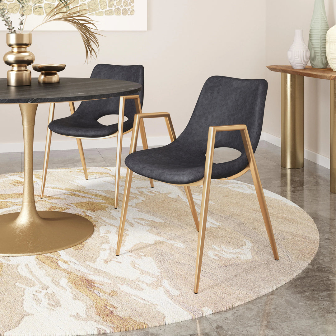 SwayLiving Desi Dining Chair (Set of 2) Black & Gold DINING CHAIRS