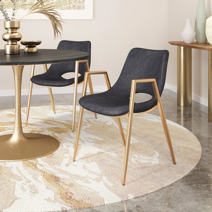 SwayLiving Desi Dining Chair (Set of 2) Black & Gold DINING CHAIRS