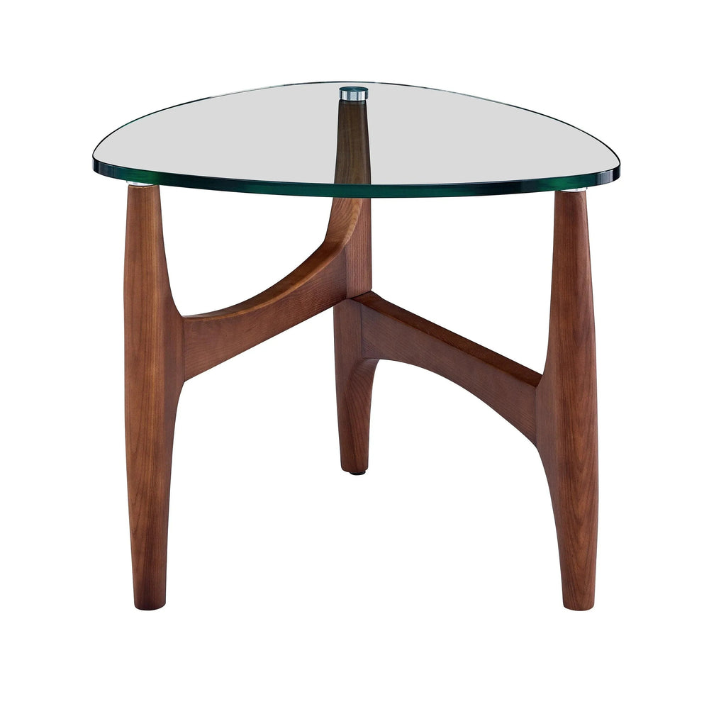 SwayLiving Ledell 24" Side Table in Clear Glass and Walnut ACCENT TABLES