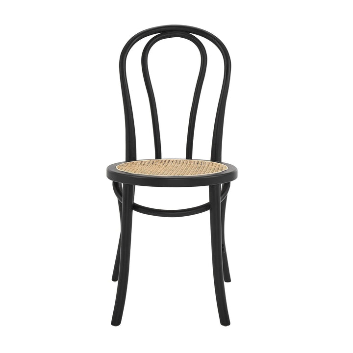 SwayLiving Marko Side Chair in Matte Black with Natural Seat - Set of 2 DINING CHAIRS