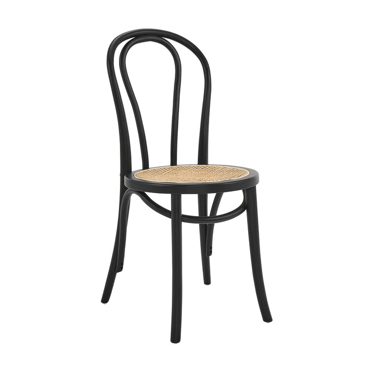 SwayLiving Marko Side Chair in Matte Black with Natural Seat - Set of 2 DINING CHAIRS