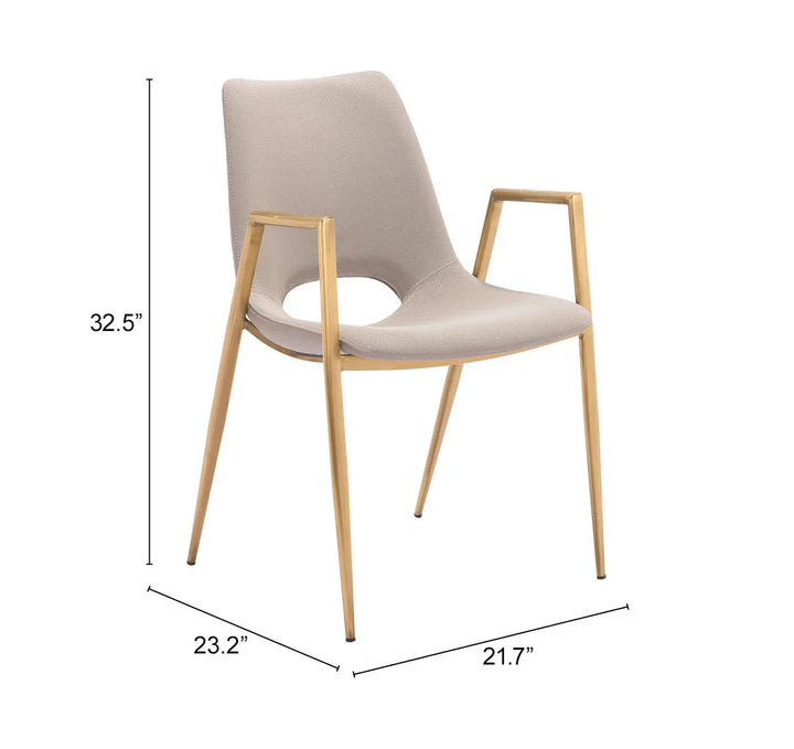 SwayLiving Desi Dining Chair (Set of 2) Beige & Gold DINING CHAIRS