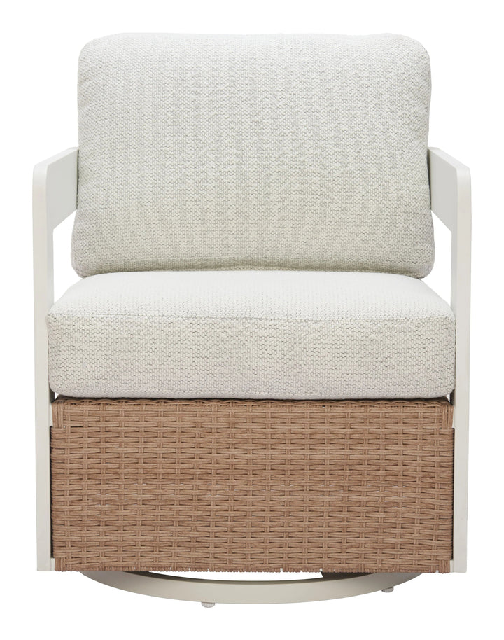 SwayLiving Gelo Swivel Chair White & Brown outd