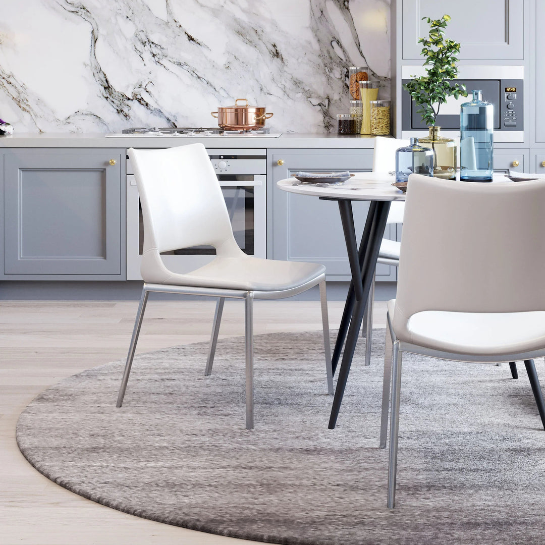 SwayLiving Ace Dining Chair (Set of 2) White & Silver DINING CHAIRS