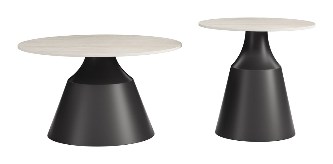 Camella Coffee Table Set (2-Piece) Light Beige & Black