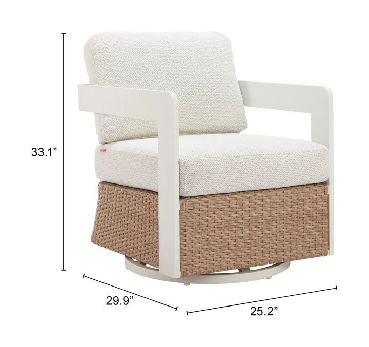 SwayLiving Gelo Swivel Chair White & Brown outd