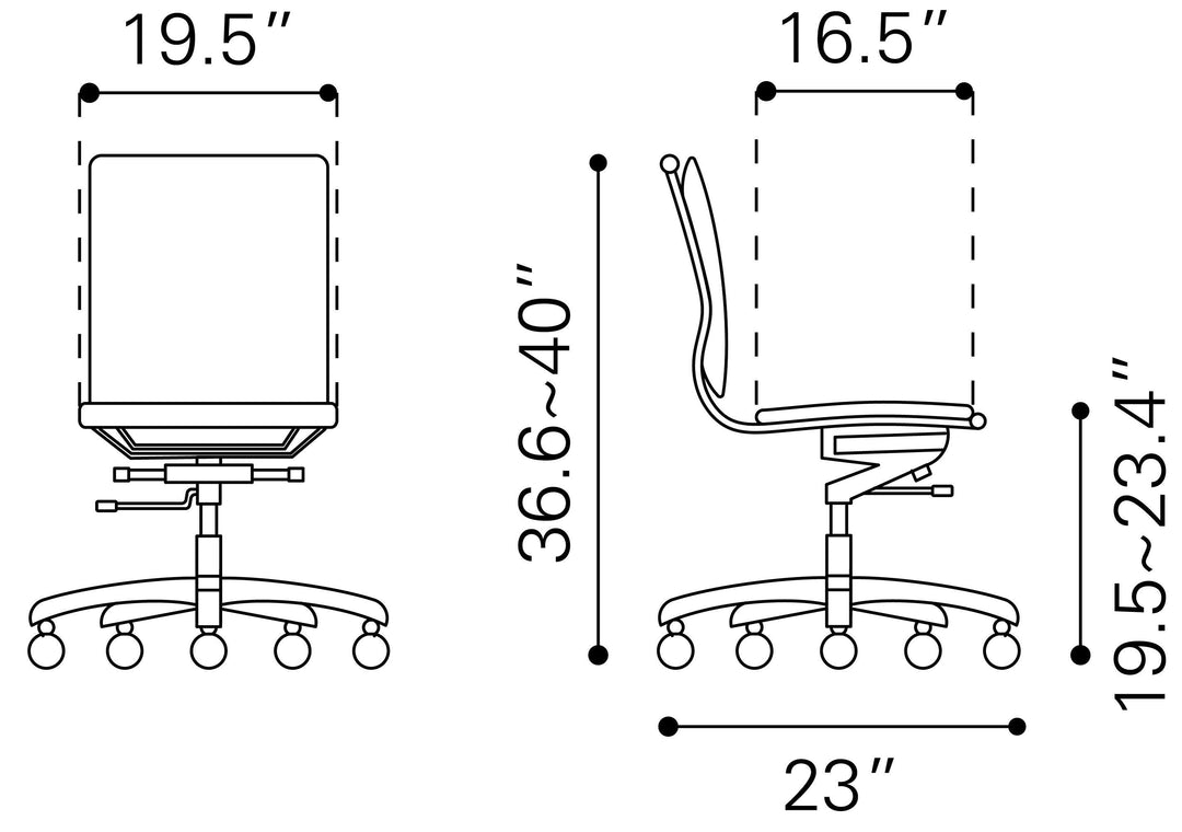 SwayLiving LIDER PLUS ARMLESS OFFICE CHAIR OFFICE CHAIRS