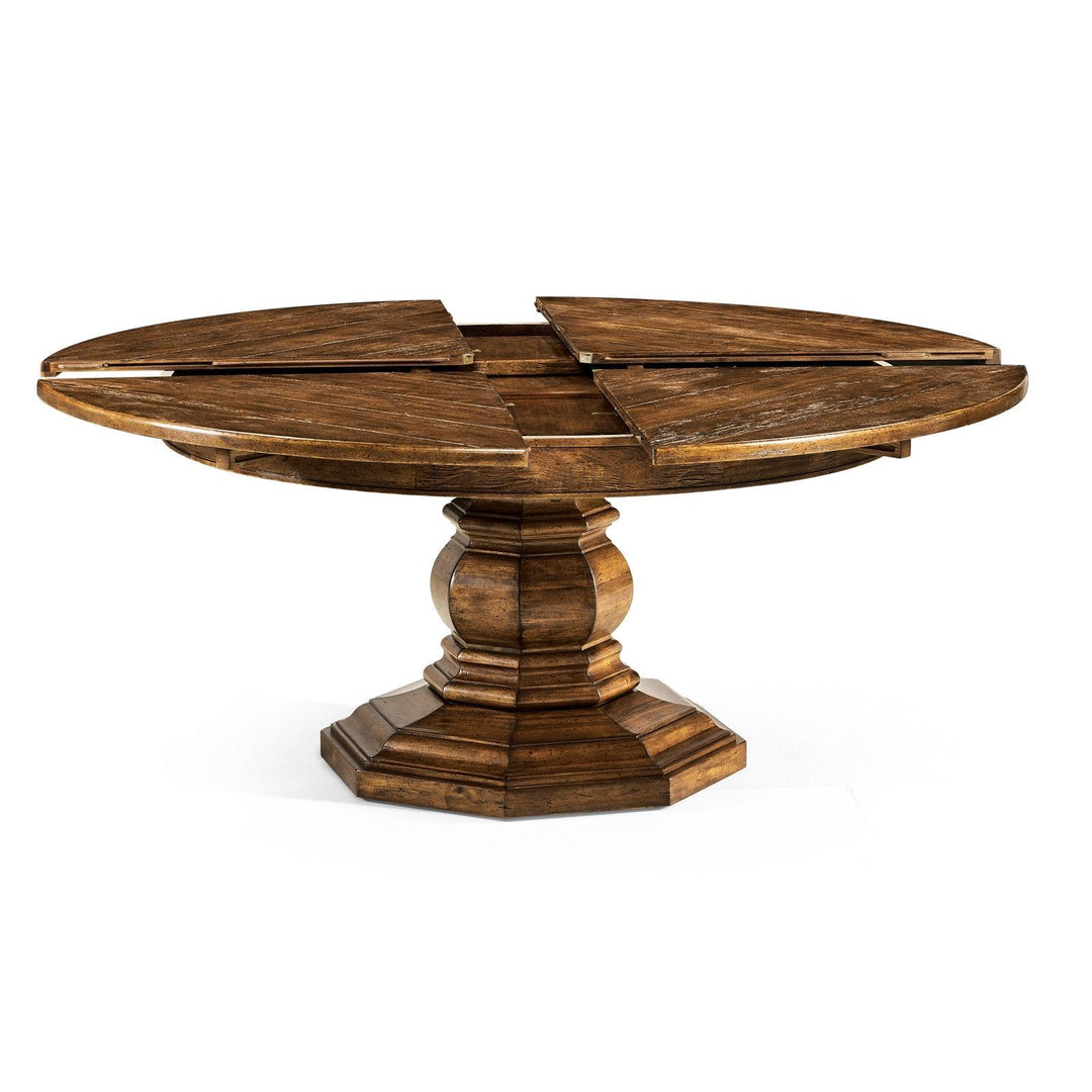 SwayLiving Casual Accents Country Walnut Round Extendable Dining Table 59" DINING TABLES