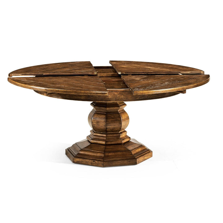 SwayLiving Casual Accents Country Walnut Round Extendable Dining Table 59" DINING TABLES