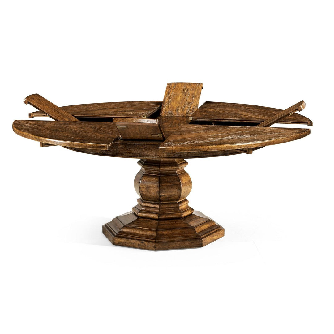 SwayLiving Casual Accents Country Walnut Round Extendable Dining Table 59" DINING TABLES