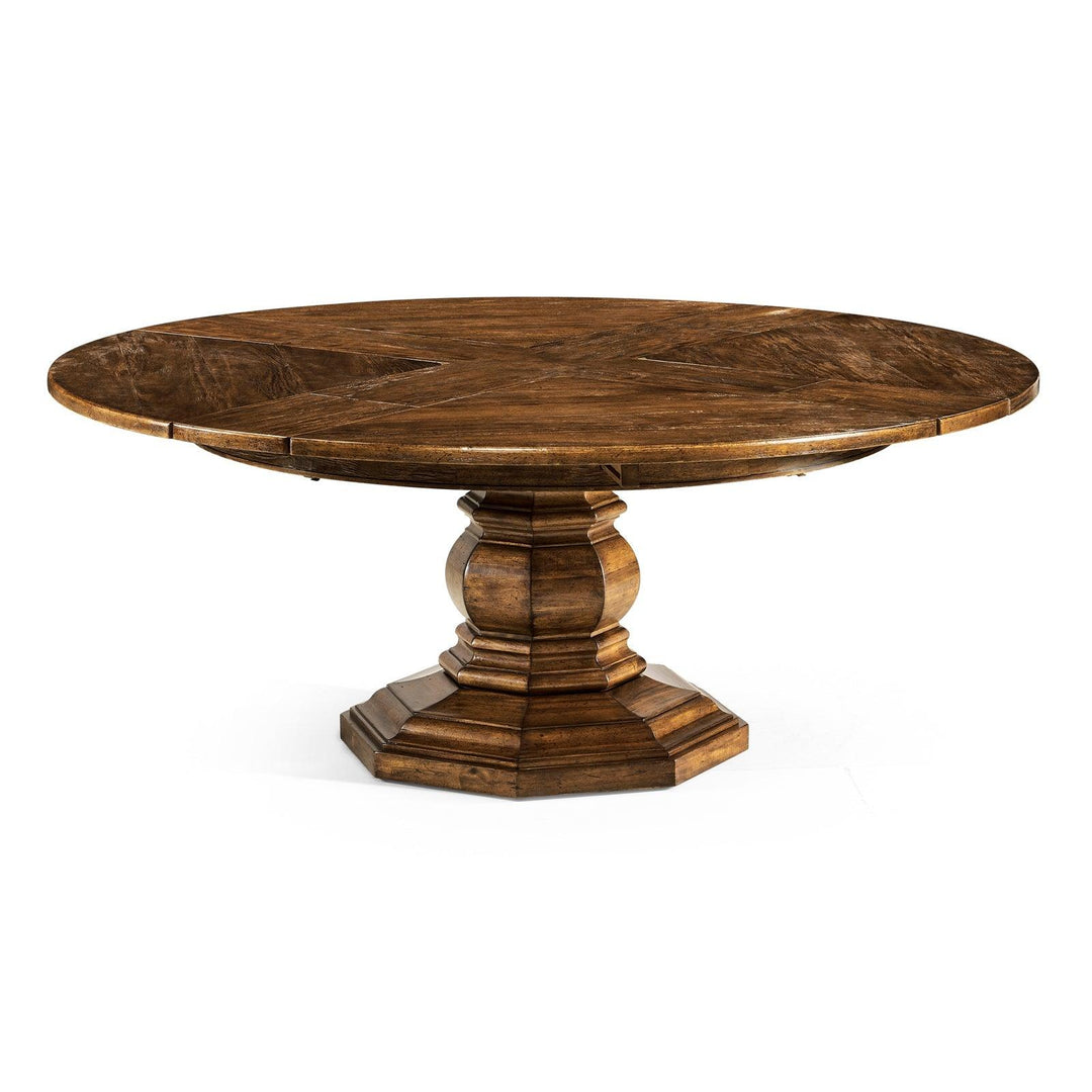 SwayLiving Casual Accents Country Walnut Round Extendable Dining Table 59" DINING TABLES