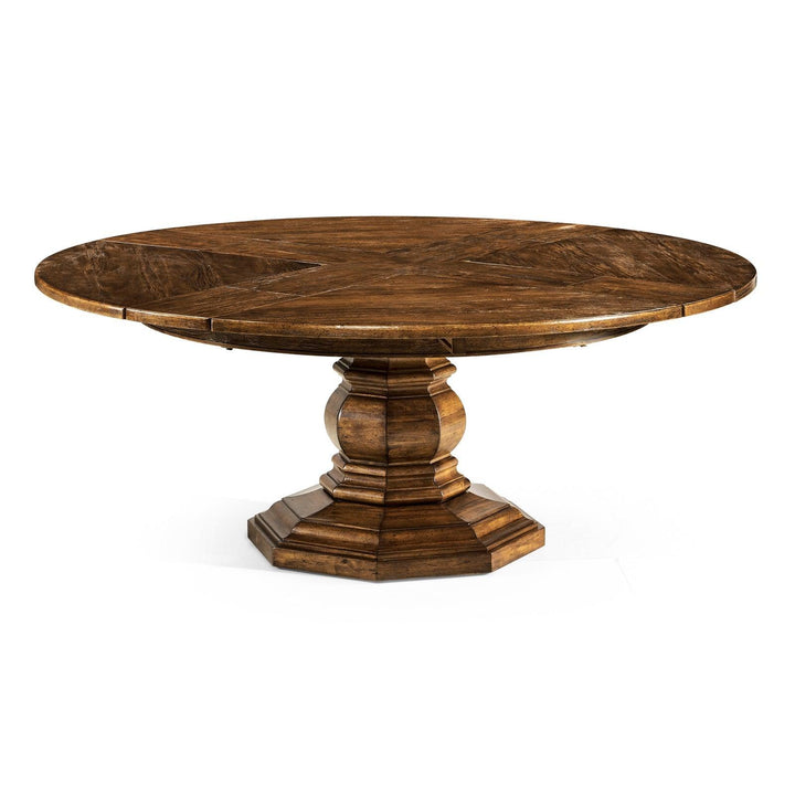 SwayLiving Casual Accents Country Walnut Round Extendable Dining Table 59" DINING TABLES