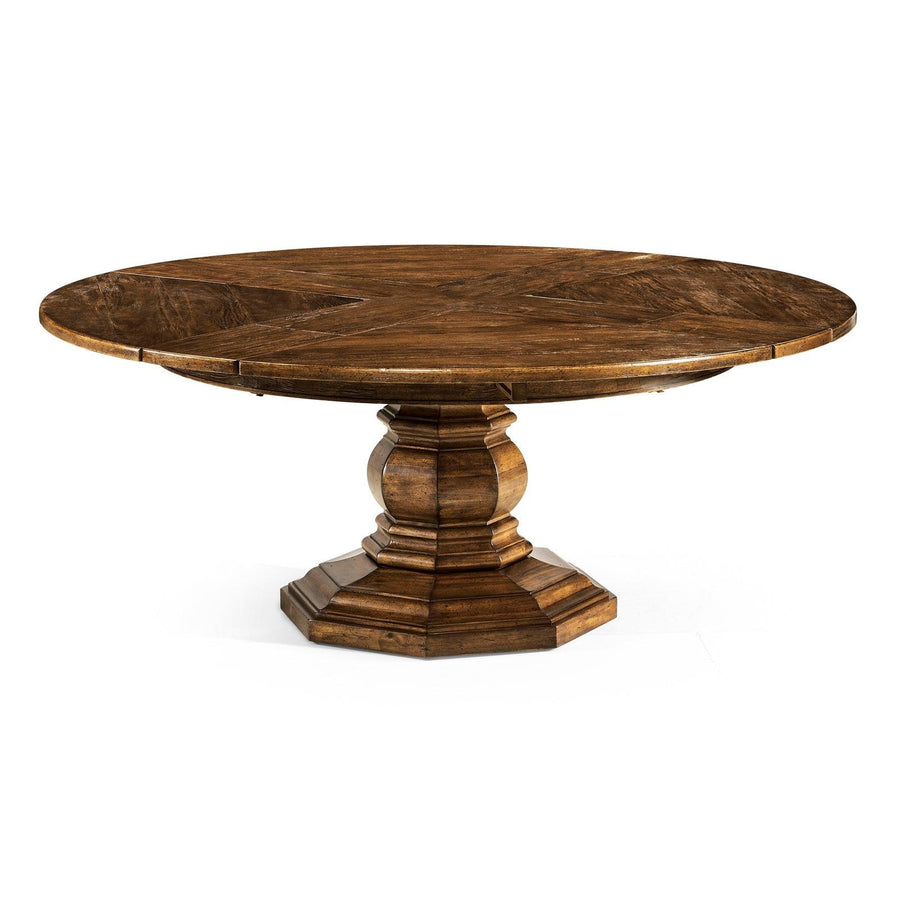 SwayLiving Casual Accents Country Walnut Round Extendable Dining Table 59" DINING TABLES