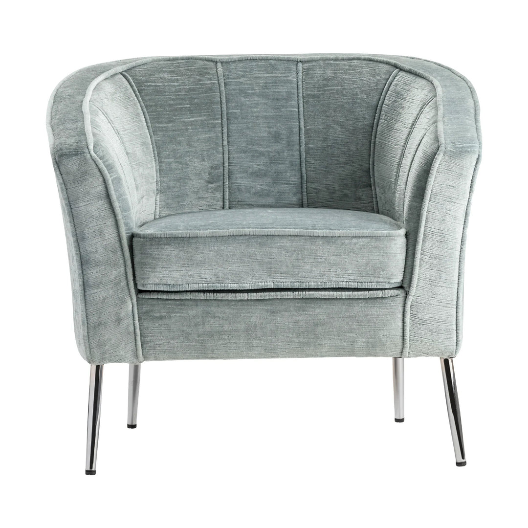SwayLiving Seafoam Barrel Chair With Chrome Tapered Legs Accent Chairs