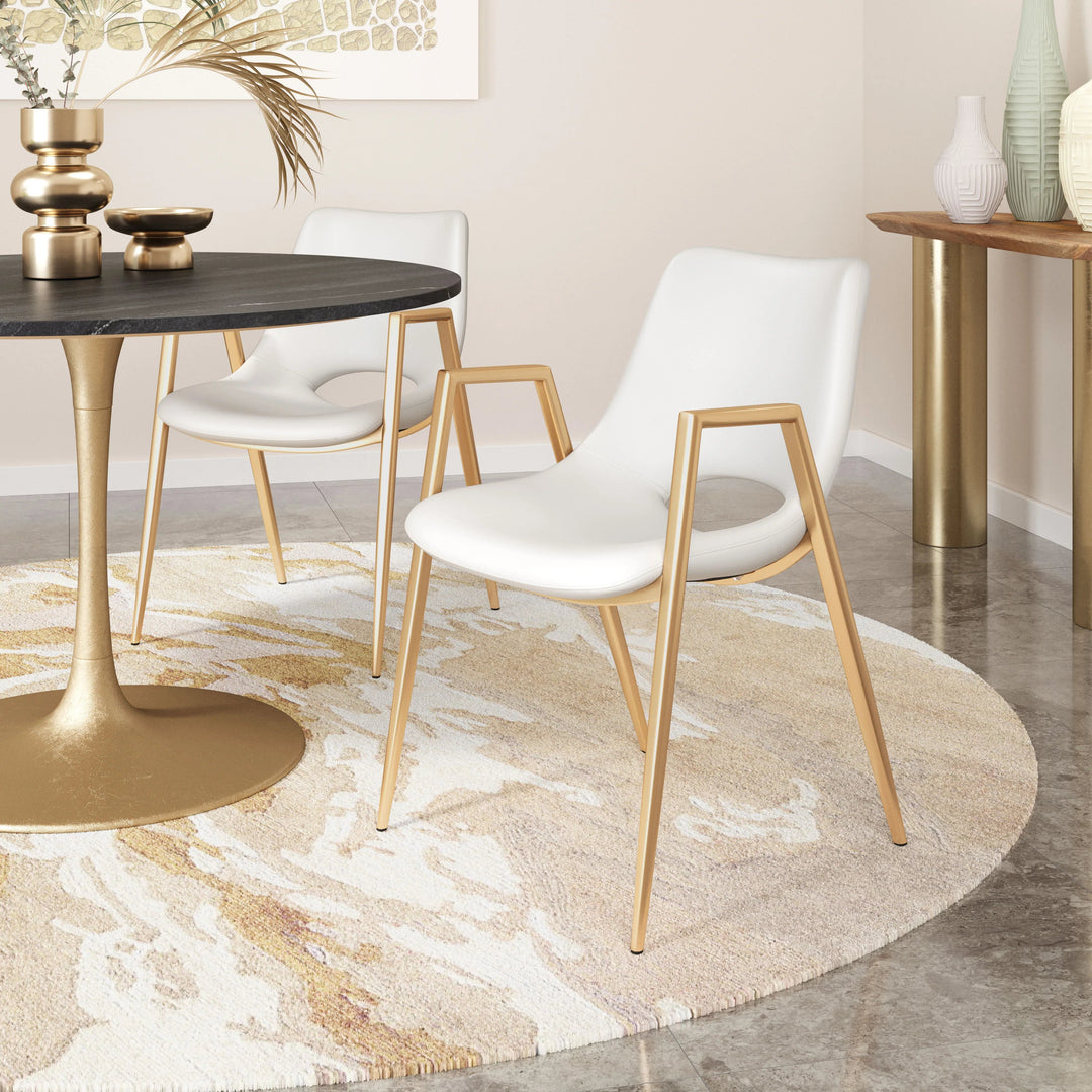 SwayLiving Desi Dining Chair (Set of 2) White & Gold DINING CHAIRS
