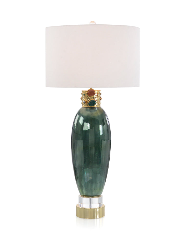Jeweled-Collar Table Lamp in Illusion Green