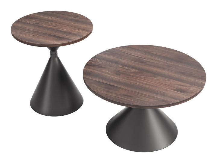 Rosk Coffee Table Set (2-Piece) Walnut & Black