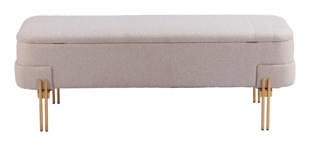 SwayLiving Lebreton Storage Bench Oatmeal Beige BENCHES