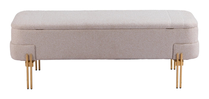 SwayLiving Lebreton Storage Bench Oatmeal Beige BENCHES