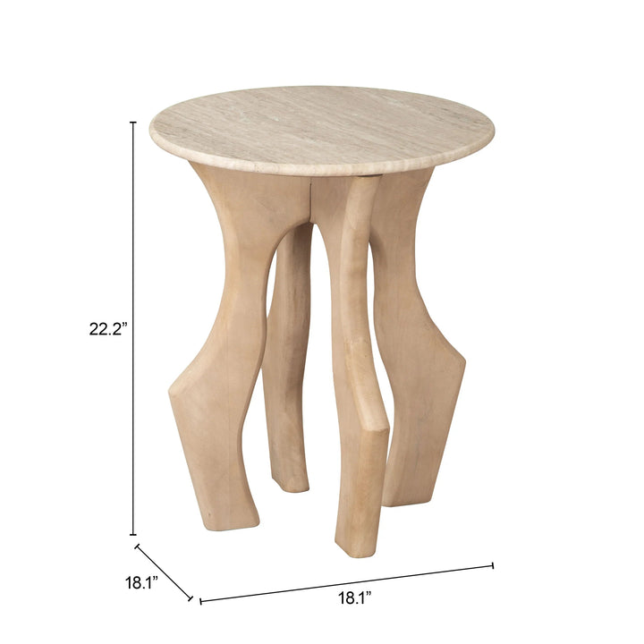 SwayLiving Eda Side Table White & Natural ACCENT TABLES