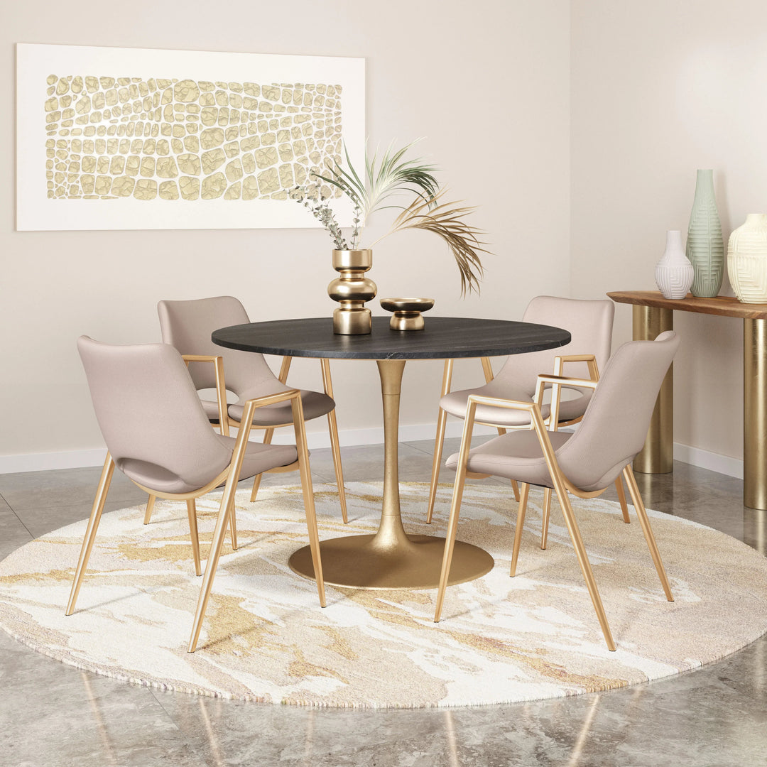 SwayLiving Desi Dining Chair (Set of 2) Beige & Gold DINING CHAIRS