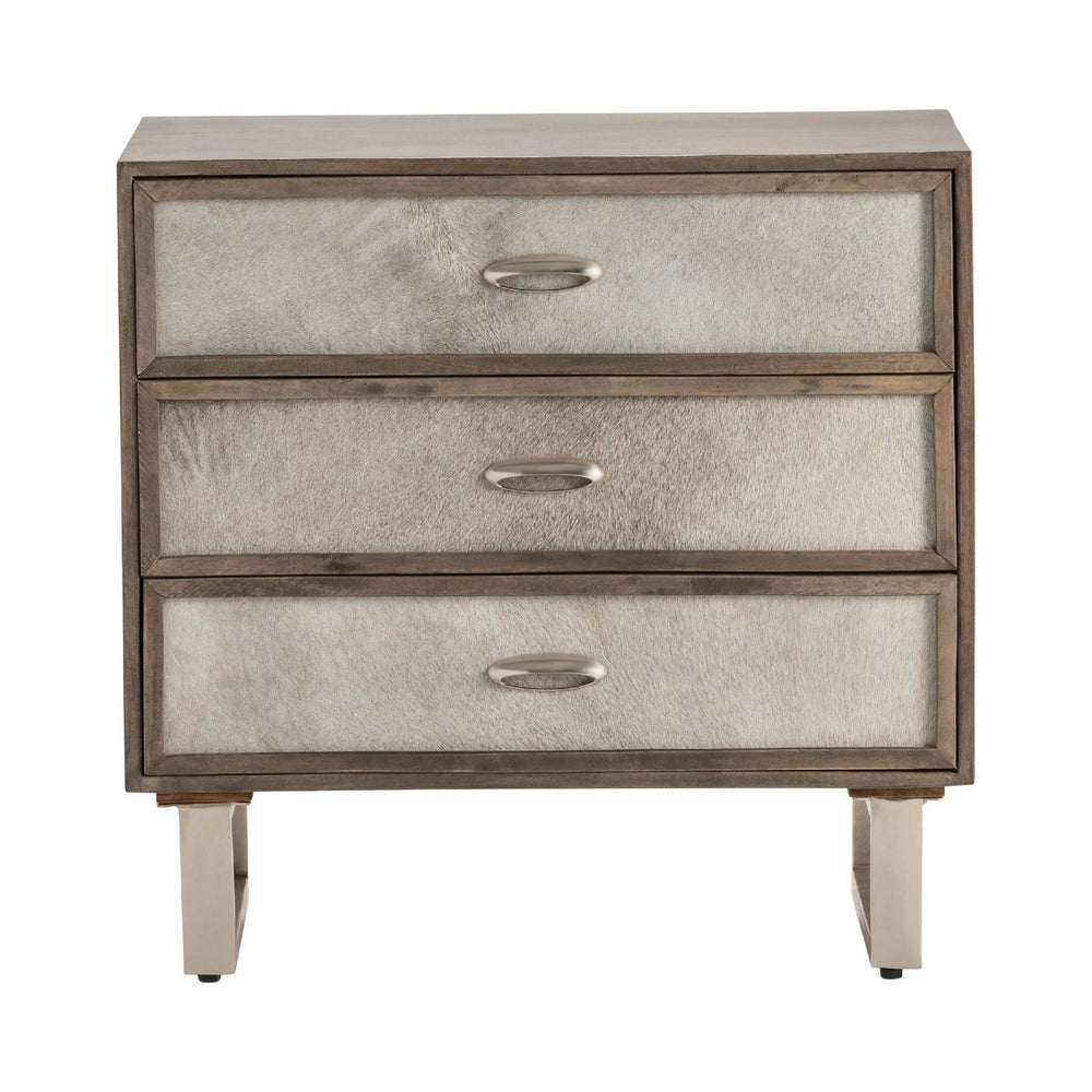 SwayLiving Three-Drawer Chest With Hair-On-Hide Fronts NIGHTSTANDS