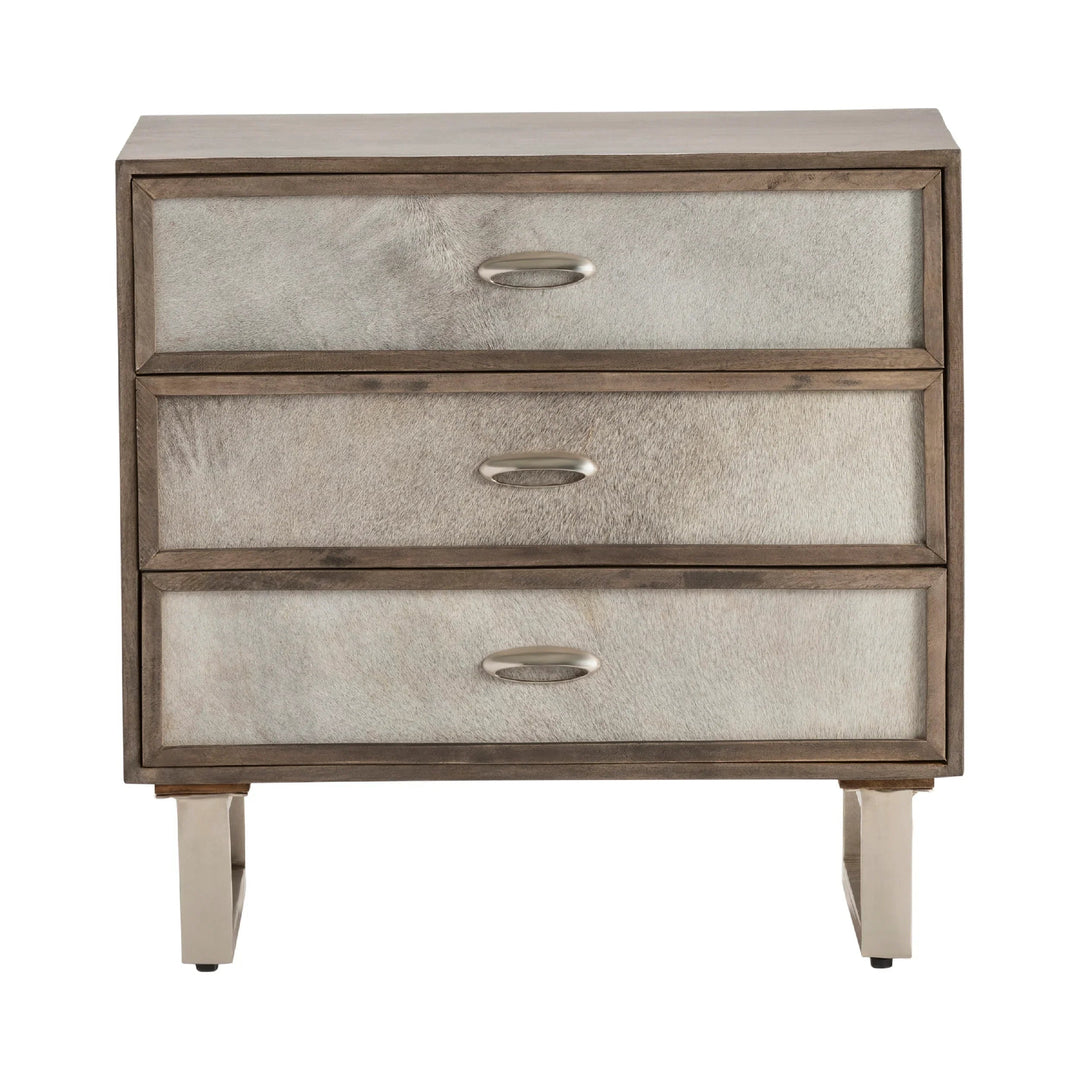 SwayLiving Three-Drawer Chest With Hair-On-Hide Fronts NIGHTSTANDS