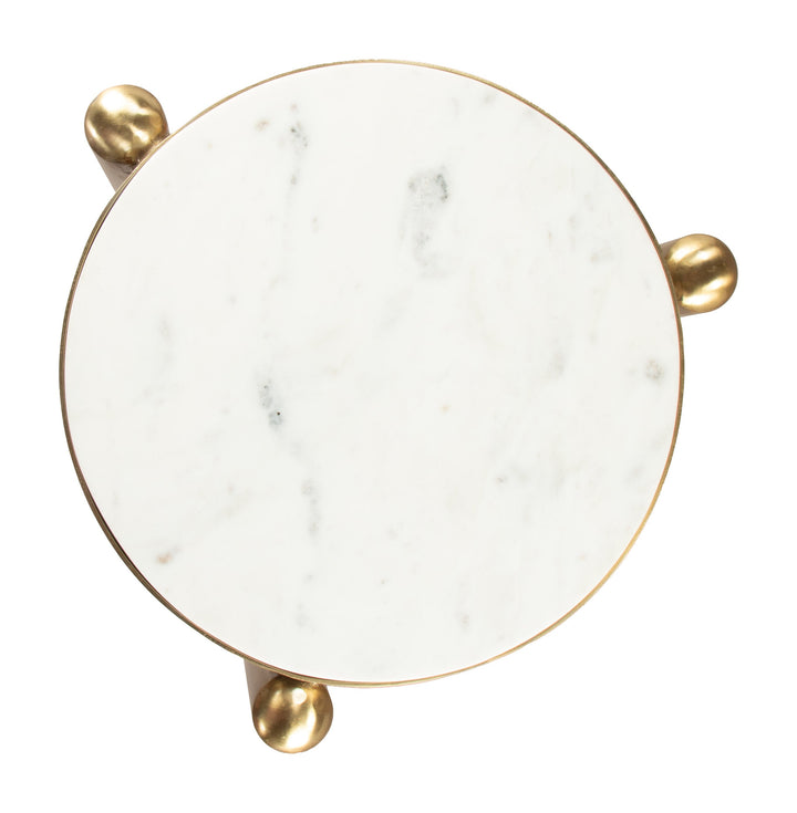 Noan Side Table White & Gold