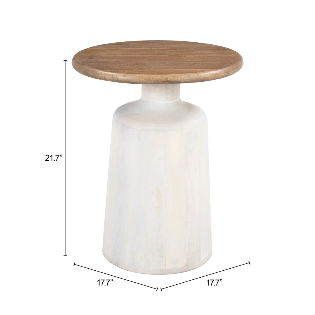 SwayLiving Goblet Side Table Brown & White ACCENT TABLES