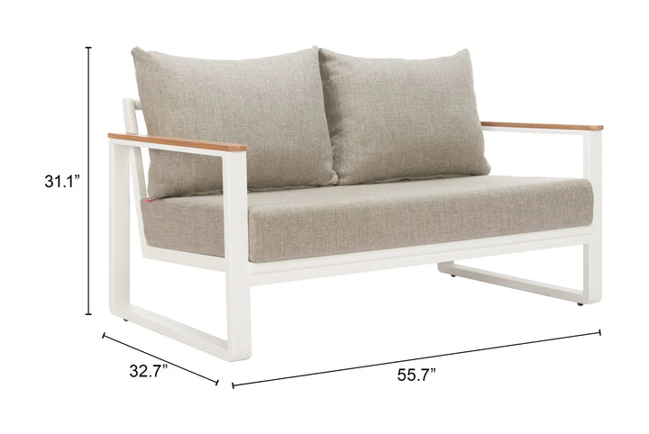 SwayLiving Welt Sofa Taupe & White SOFAS + SECTIONALS