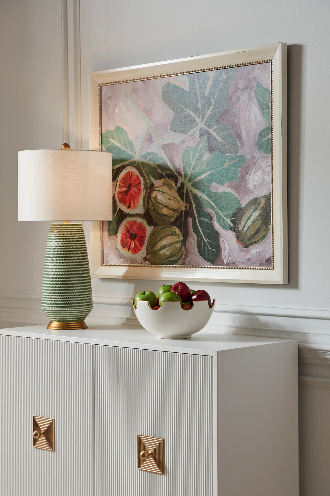 Green/White Glaze/Antique Gold Leaf
