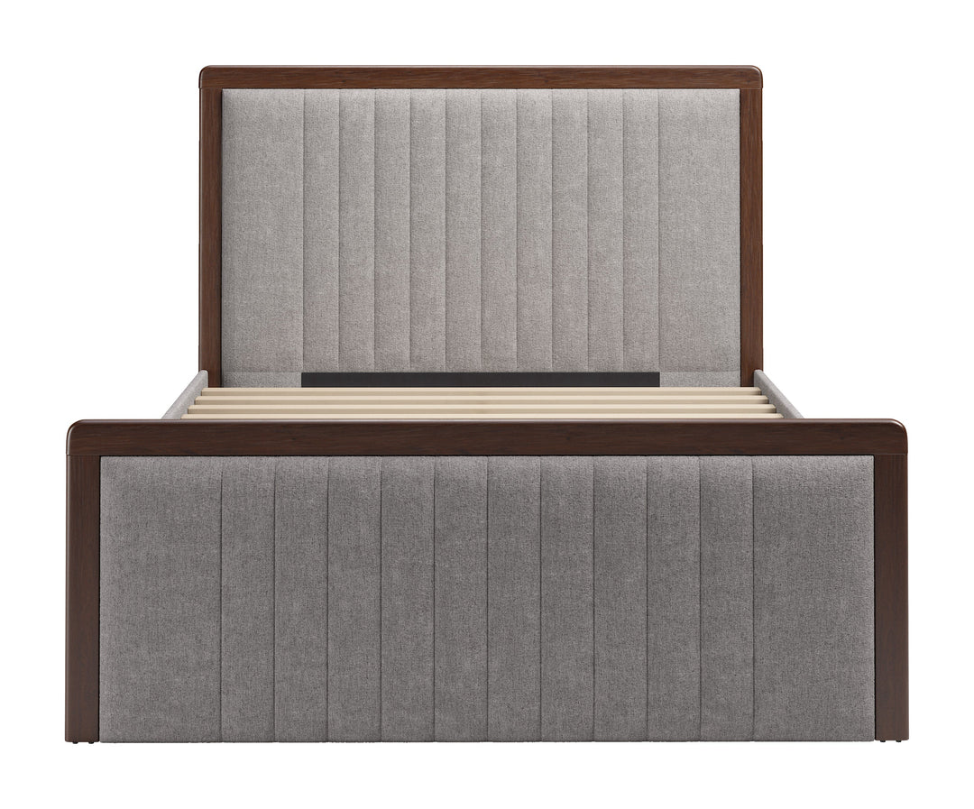 Somune Queen Bed Gray & Walnut